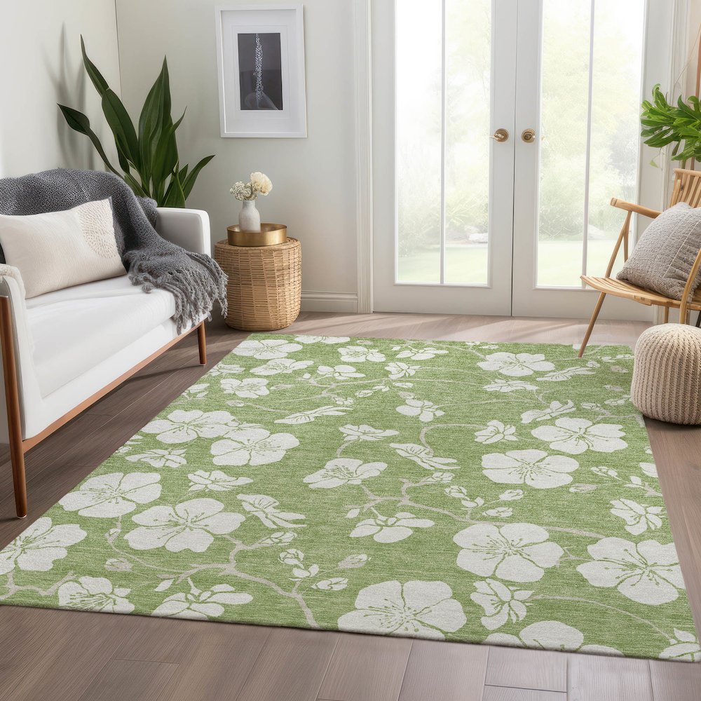 Premium Machine Washable Mayfield AMF1032 Aloe 5' x 7'6" Rug. Picture 6