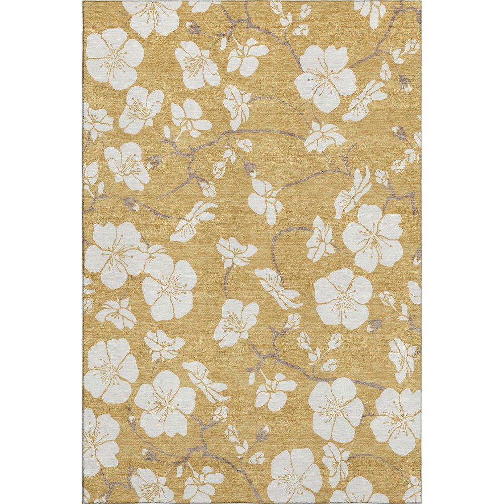 Premium Machine Washable Mayfield AMF1032 Gold 5' x 7'6" Rug. Picture 1