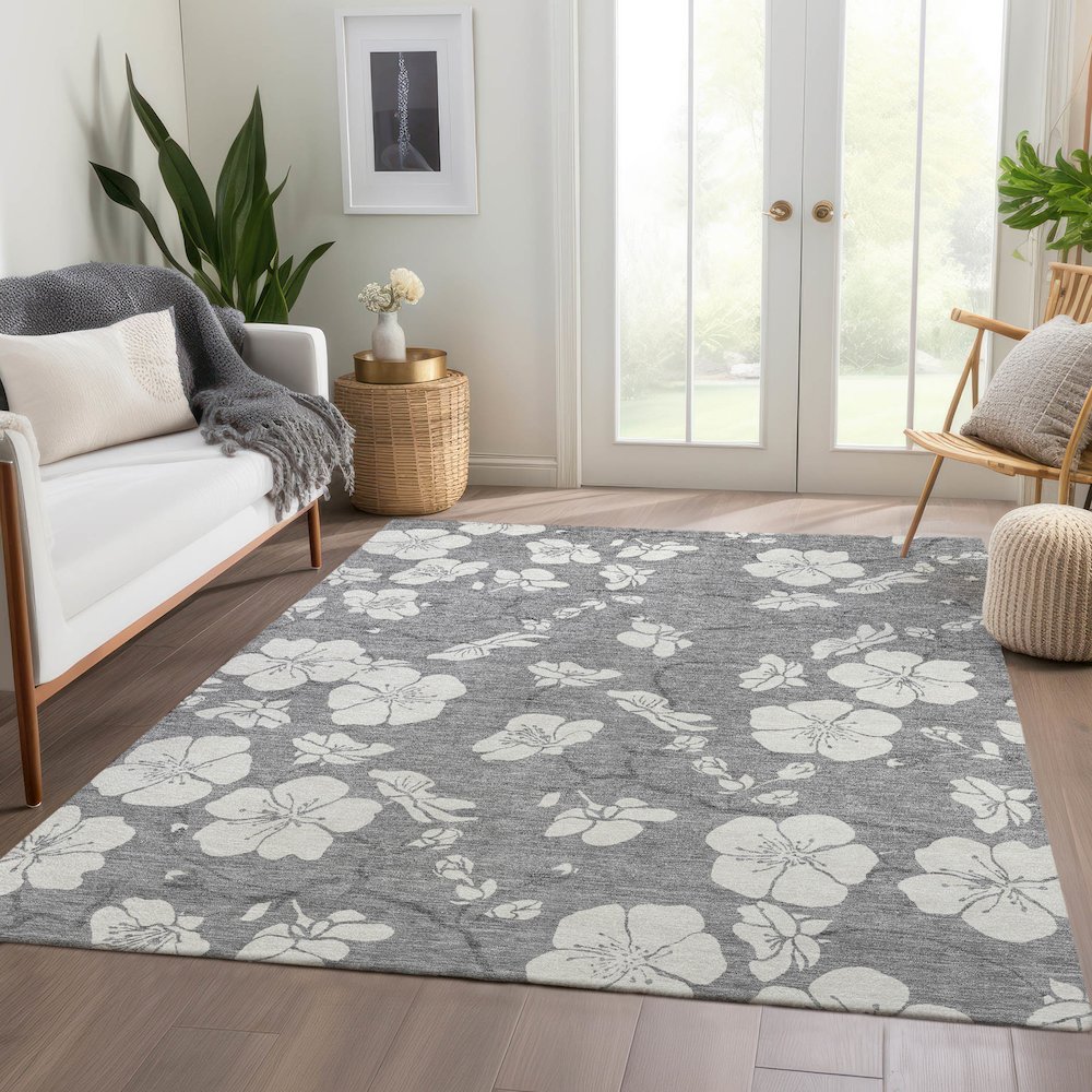 Premium Machine Washable Mayfield AMF1032 Gray 5' x 7'6" Rug. Picture 6