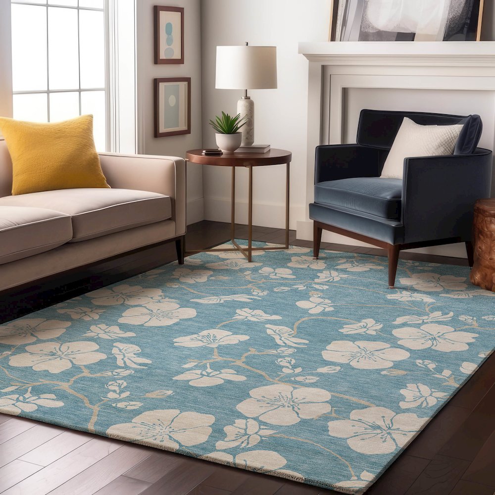 Premium Machine Washable Mayfield AMF1032 Sky 5' x 7'6" Rug. Picture 5