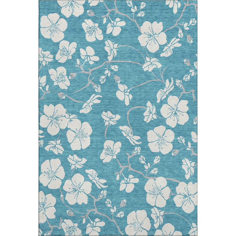 Premium Machine Washable Mayfield AMF1032 Turquoise 5' x 7'6" Rug. Picture 1