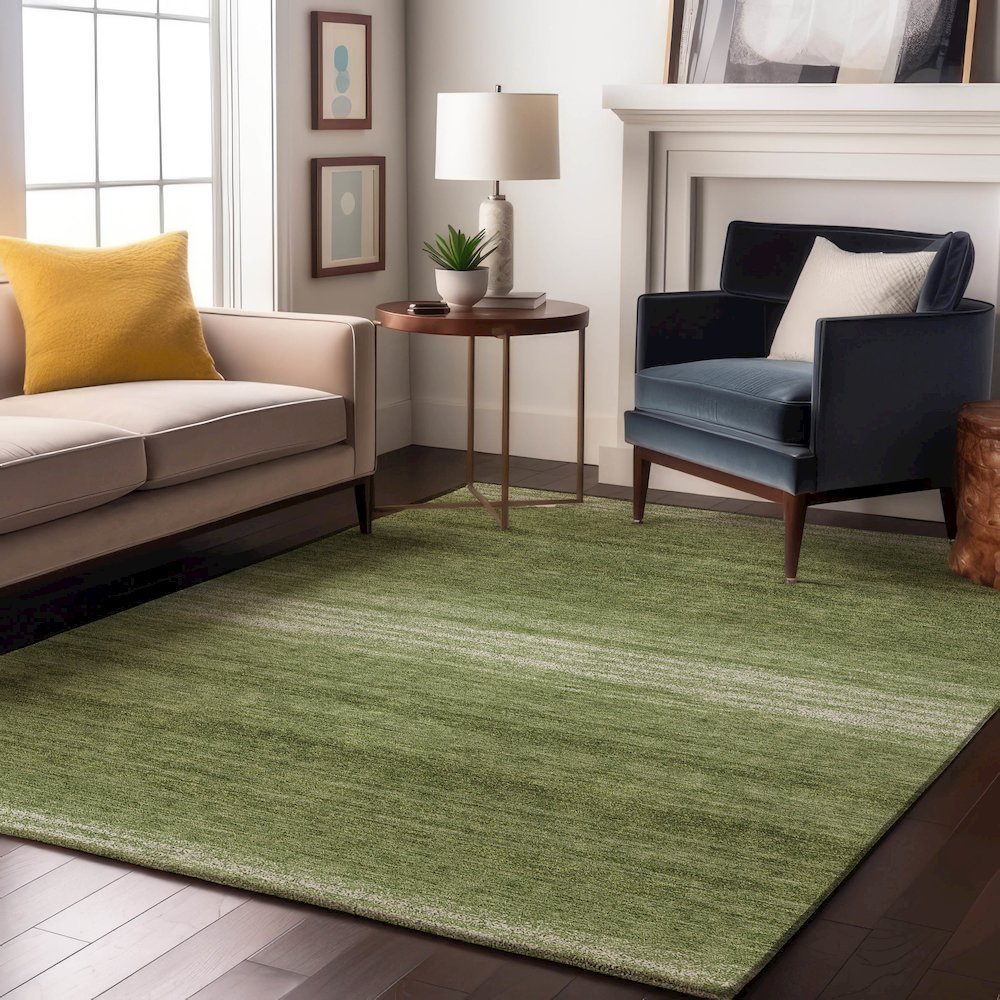 Premium Machine Washable Mayfield AMF1033 Green 5' x 7'6" Rug. Picture 5