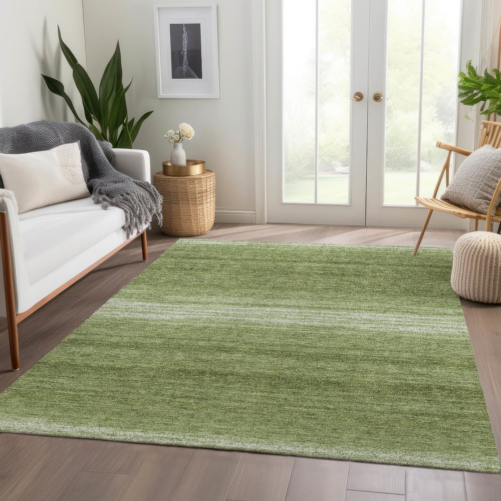 Premium Machine Washable Mayfield AMF1033 Green 5' x 7'6" Rug. Picture 6