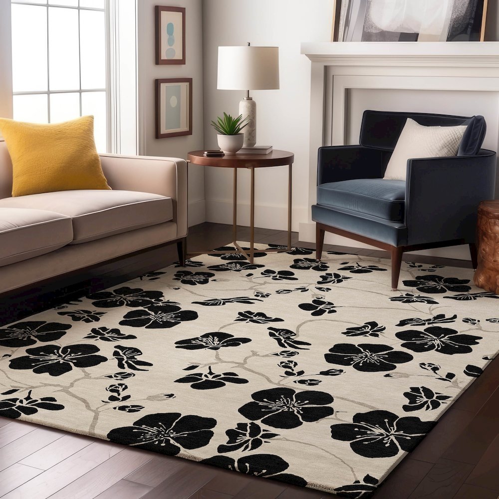 Premium Machine Washable Mayfield AMF1034 Ivory 5' x 7'6" Rug. Picture 5