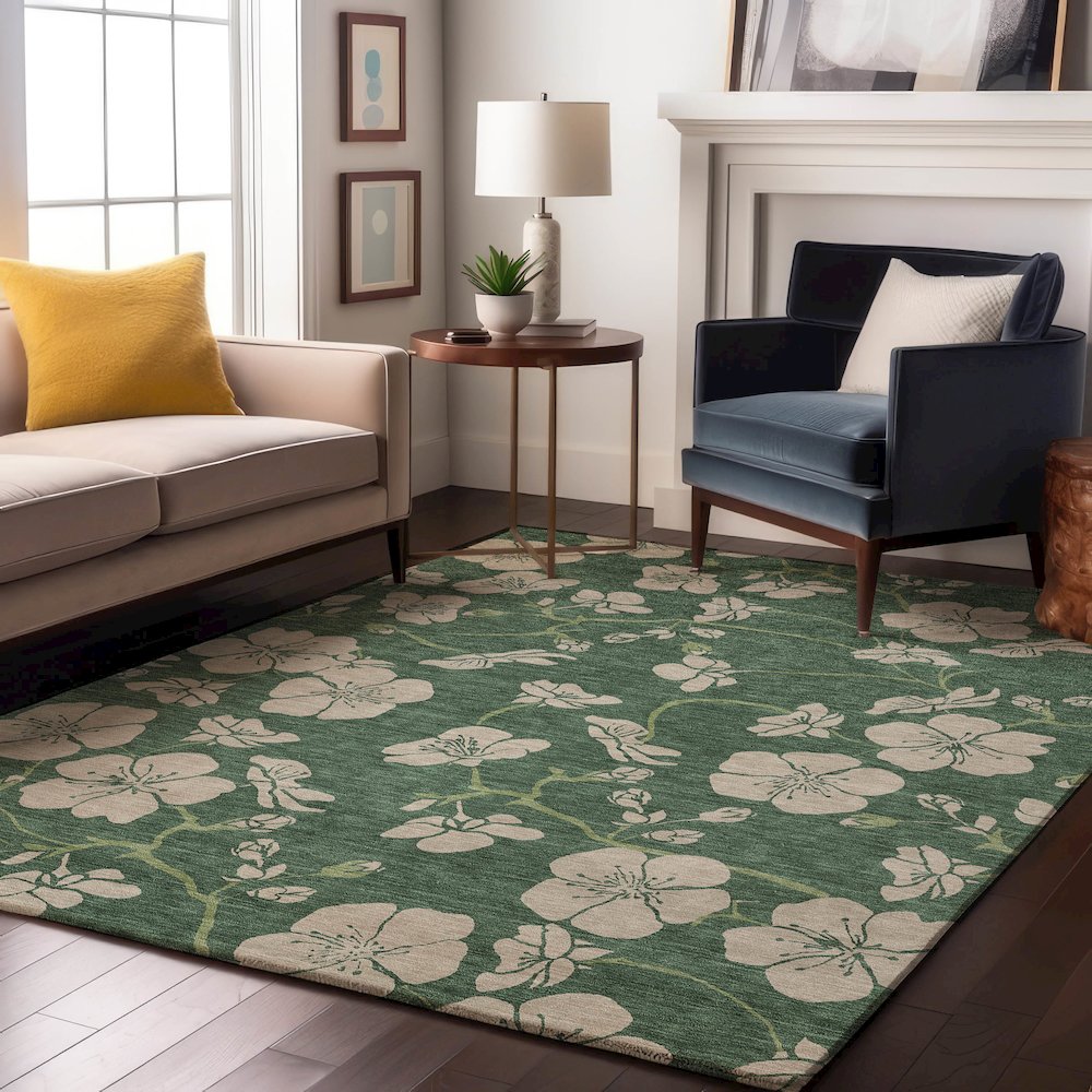 Premium Machine Washable Mayfield AMF1034 Sage 5' x 7'6" Rug. Picture 5