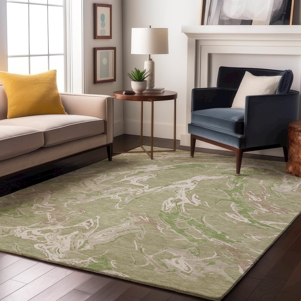 Premium Machine Washable Mayfield AMF1035 Aloe 5' x 7'6" Rug. Picture 5