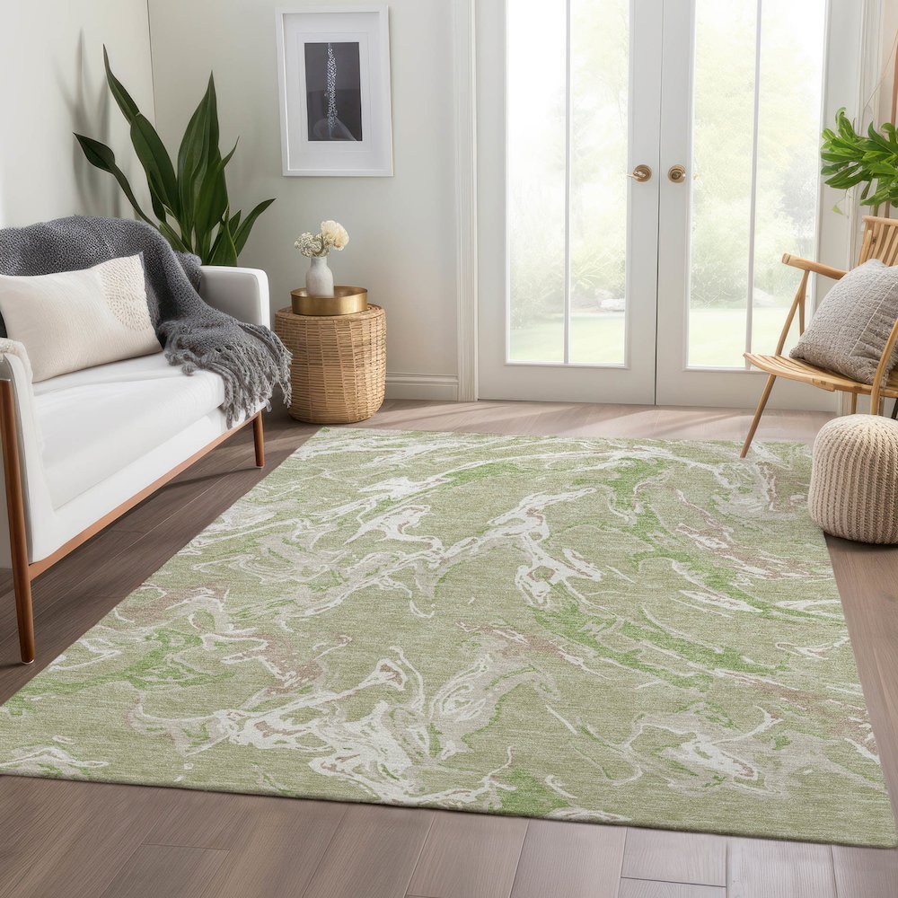 Premium Machine Washable Mayfield AMF1035 Aloe 5' x 7'6" Rug. Picture 6