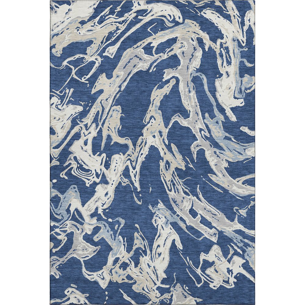 Premium Machine Washable Mayfield AMF1035 Navy 5' x 7'6" Rug. Picture 1