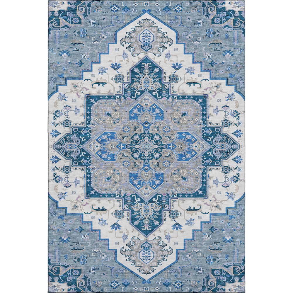 Premium Machine Washable Mayfield AMF1036 Blue 5' x 7'6" Rug. Picture 1