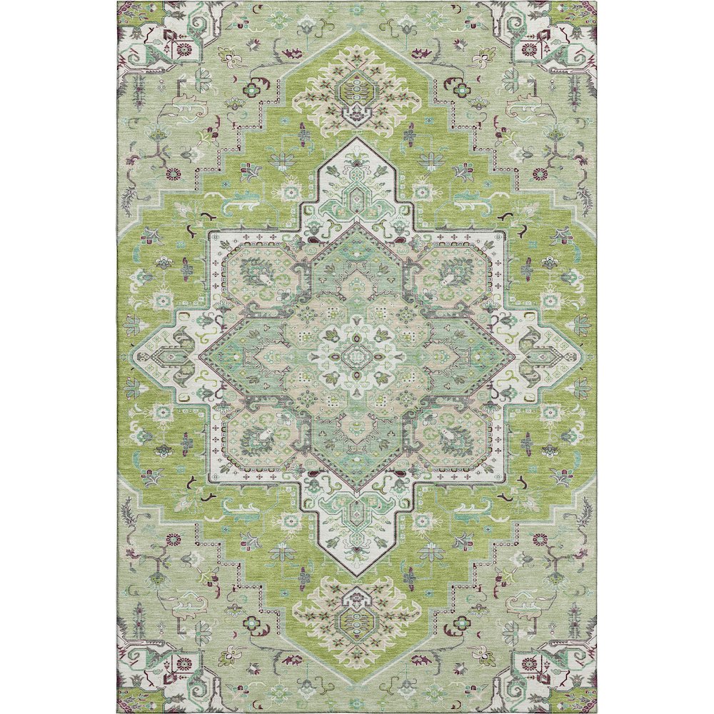 Premium Machine Washable Mayfield AMF1036 Green 5' x 7'6" Rug. Picture 1