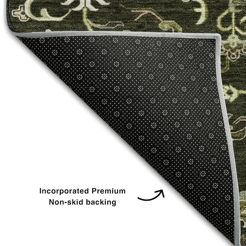 Premium Machine Washable Mayfield AMF1036 Olive 2'6" x 3'10" Rug. Picture 2