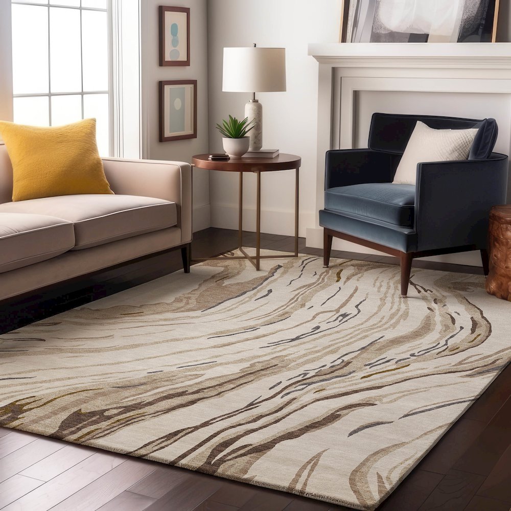 Premium Machine Washable Mayfield AMF1037 Ivory 5' x 7'6" Rug. Picture 5