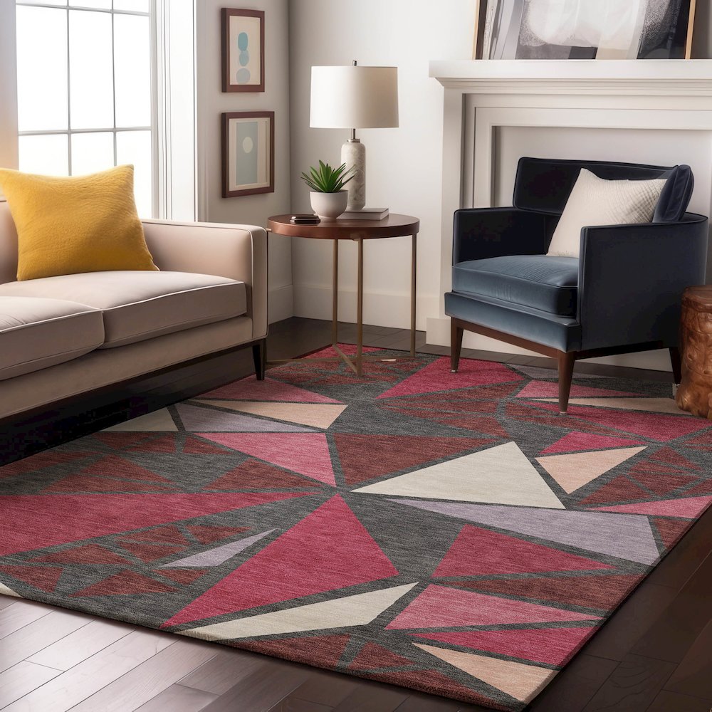 Premium Machine Washable Mayfield AMF1039 Burgundy 5' x 7'6" Rug. Picture 5
