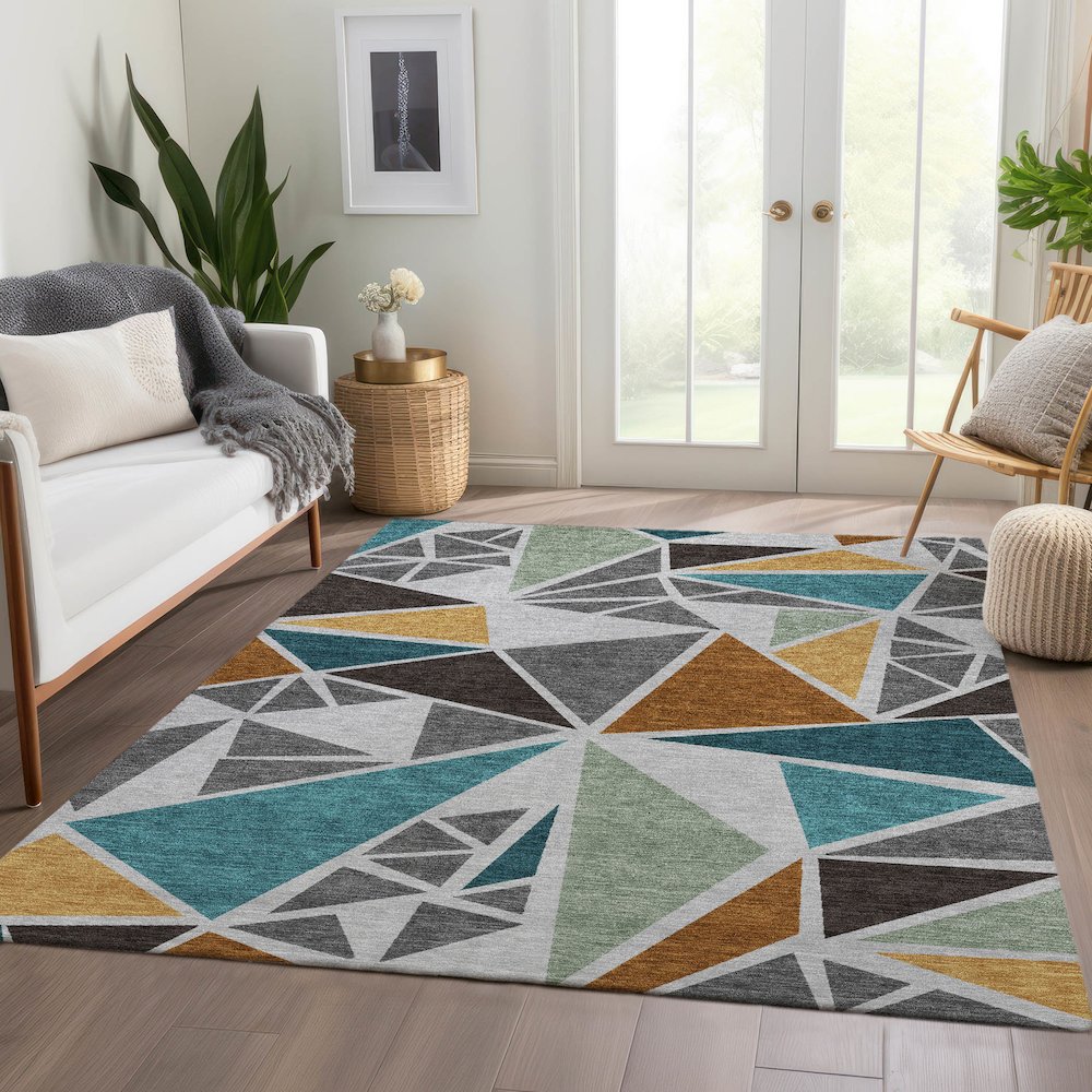 Premium Machine Washable Mayfield AMF1039 Gray 5' x 7'6" Rug. Picture 6