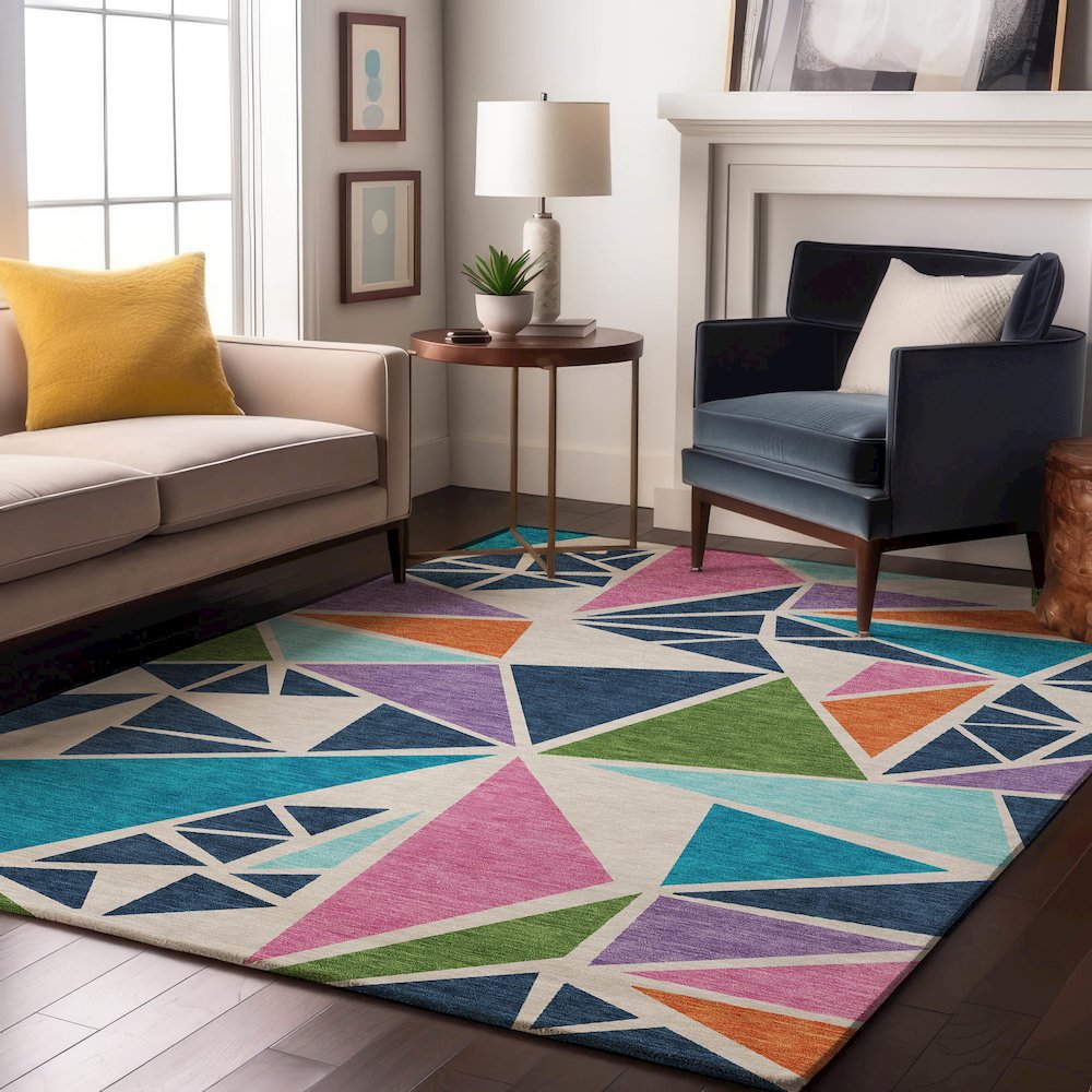 Premium Machine Washable Mayfield AMF1039 White 5' x 7'6" Rug. Picture 5