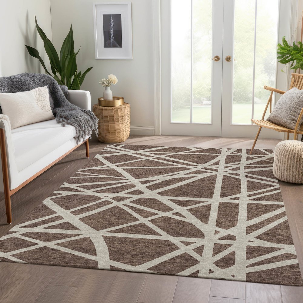 Premium Machine Washable Mayfield AMF1040 Brown 5' x 7'6" Rug. Picture 6