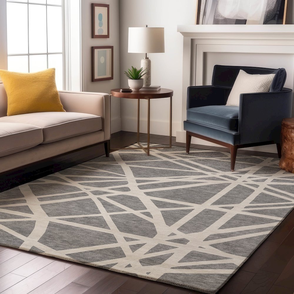Premium Machine Washable Mayfield AMF1040 Gray 5' x 7'6" Rug. Picture 5