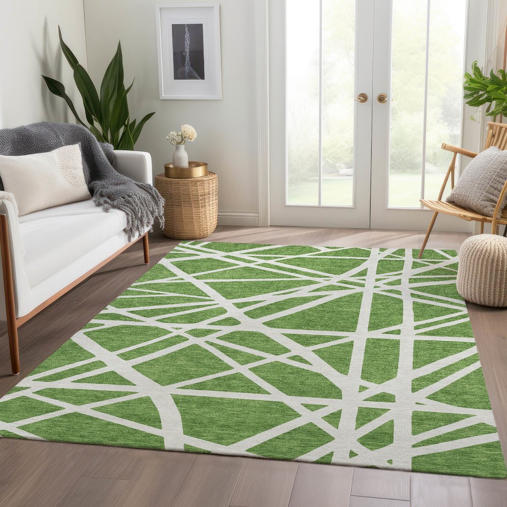 Premium Machine Washable Mayfield AMF1040 Green 5' x 7'6" Rug. Picture 6