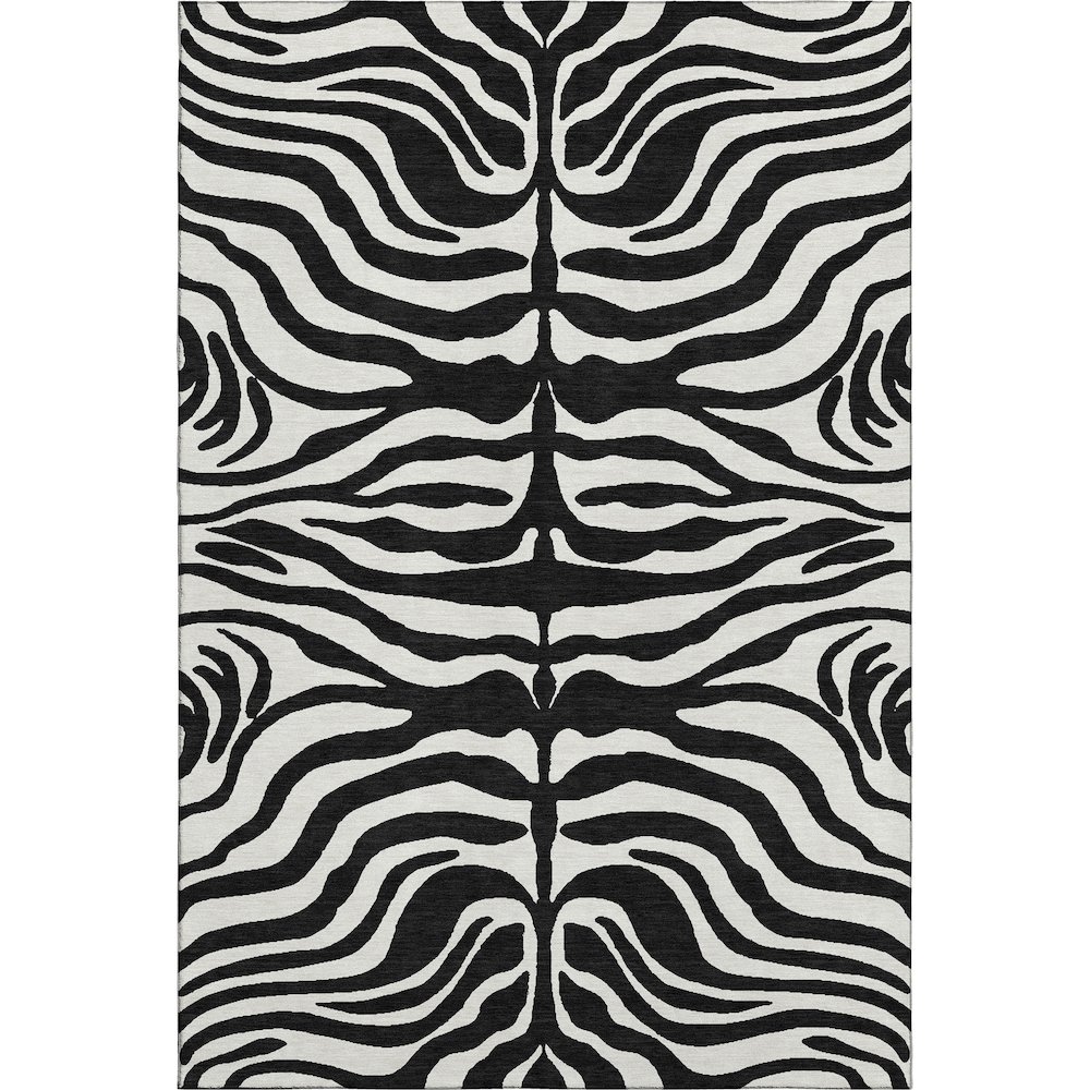 Premium Machine Washable Mayfield AMF1042 Black 5' x 7'6" Rug. Picture 1