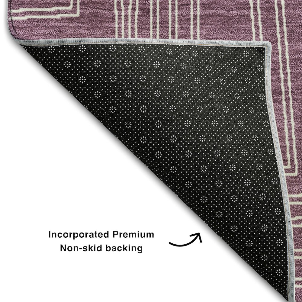 Premium Machine Washable Mayfield AMF1045 Eggplant 2'6" x 3'10" Rug. Picture 2