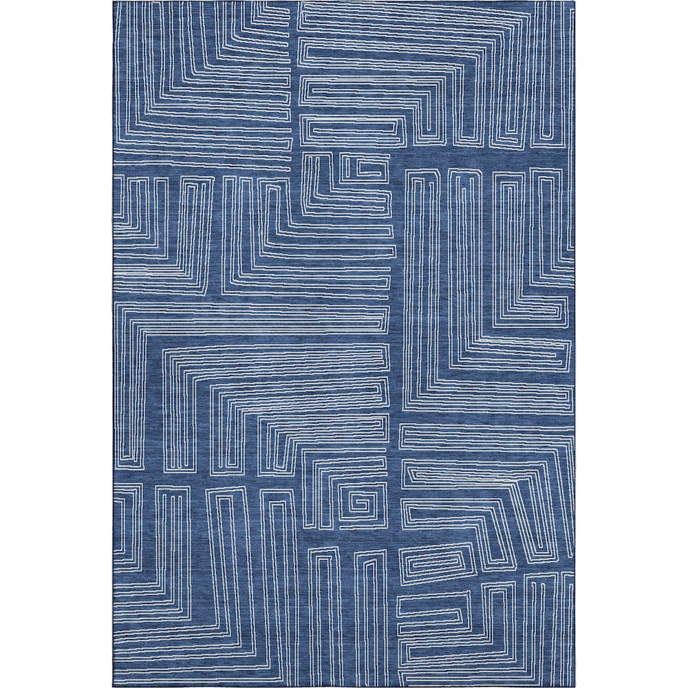 Premium Machine Washable Mayfield AMF1045 Navy 5' x 7'6" Rug. Picture 1