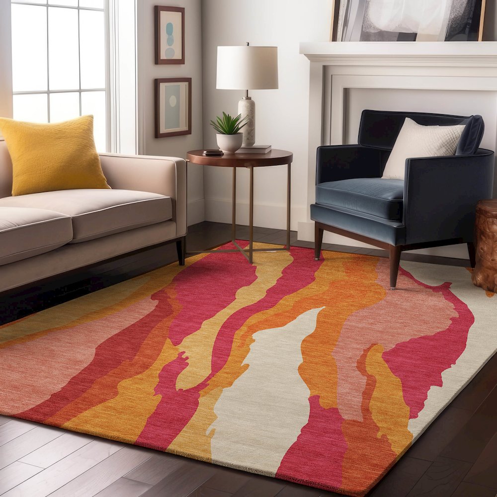 Premium Machine Washable Mayfield AMF1047 Blush 5' x 7'6" Rug. Picture 5