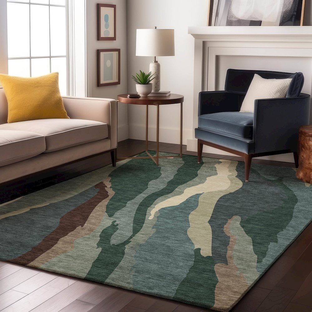 Premium Machine Washable Mayfield AMF1047 Sage 5' x 7'6" Rug. Picture 5