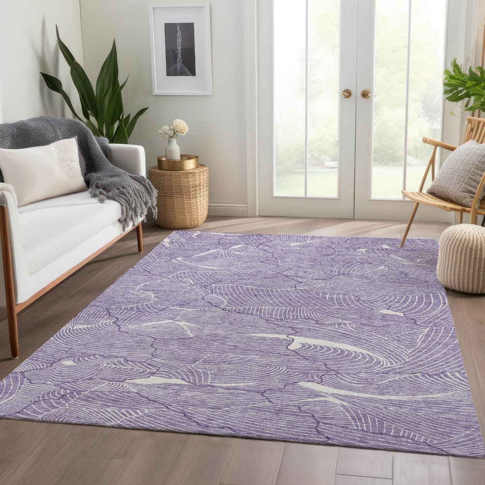 Premium Machine Washable Mayfield AMF1048 Purple 5' x 7'6" Rug. Picture 6