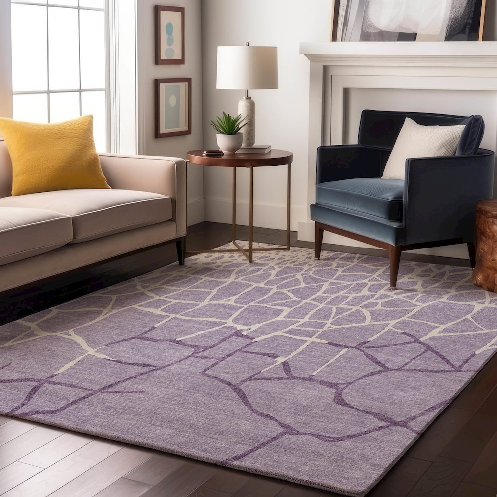 Premium Machine Washable Mayfield AMF1049 Lavender 5' x 7'6" Rug. Picture 5