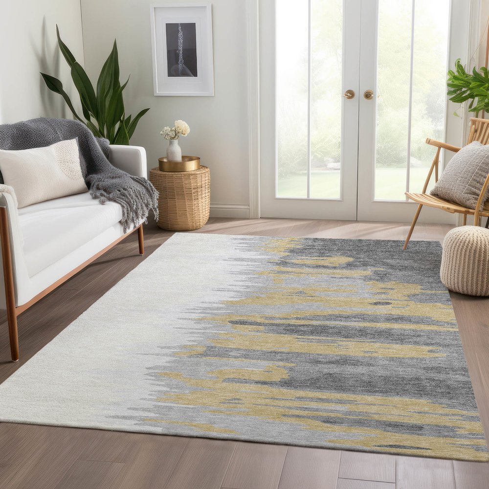 Premium Machine Washable Mayfield AMF1050 Gray 5' x 7'6" Rug. Picture 6