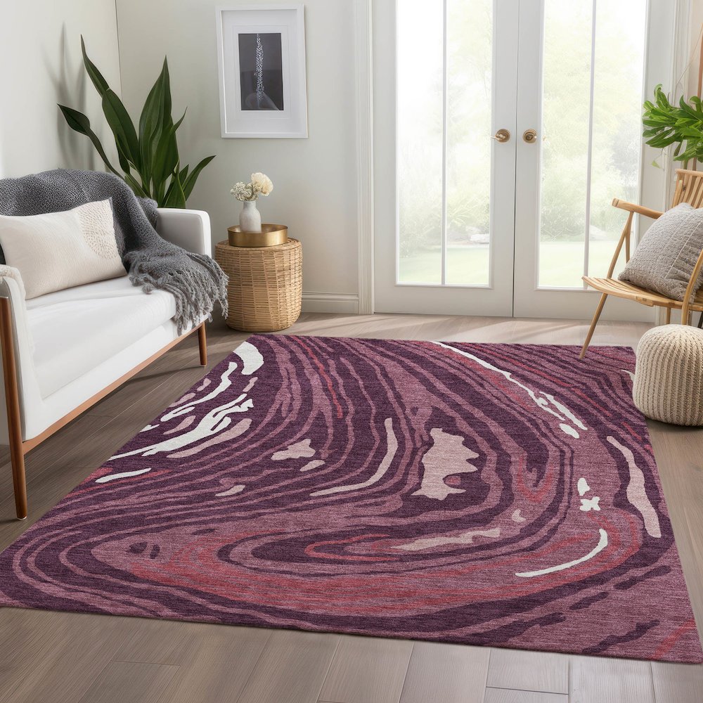 Premium Machine Washable Mayfield AMF1051 Garnet 5' x 7'6" Rug. Picture 6