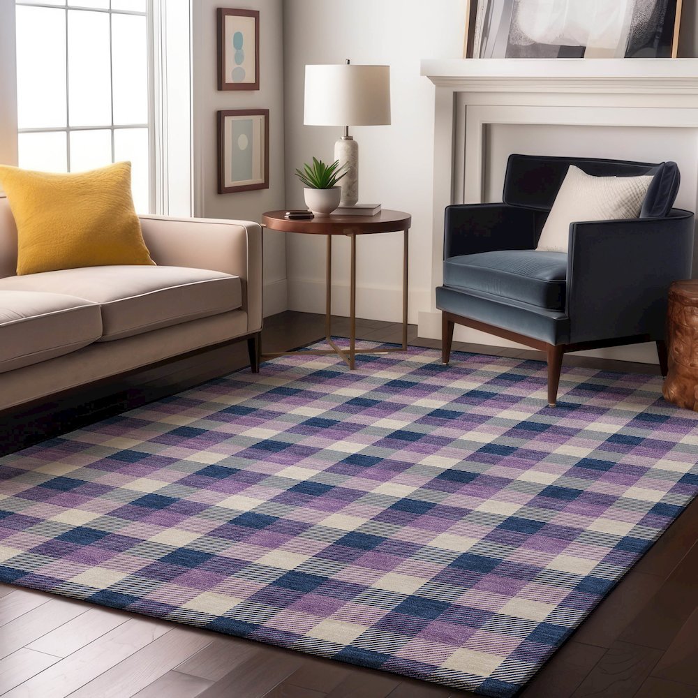 Premium Machine Washable Mayfield AMF1053 Navy 5' x 7'6" Rug. Picture 5