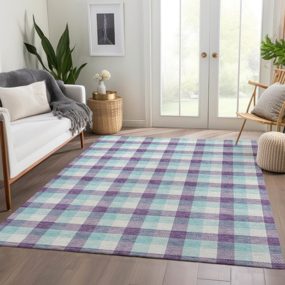 Premium Machine Washable Mayfield AMF1053 Purple 5' x 7'6" Rug. Picture 6