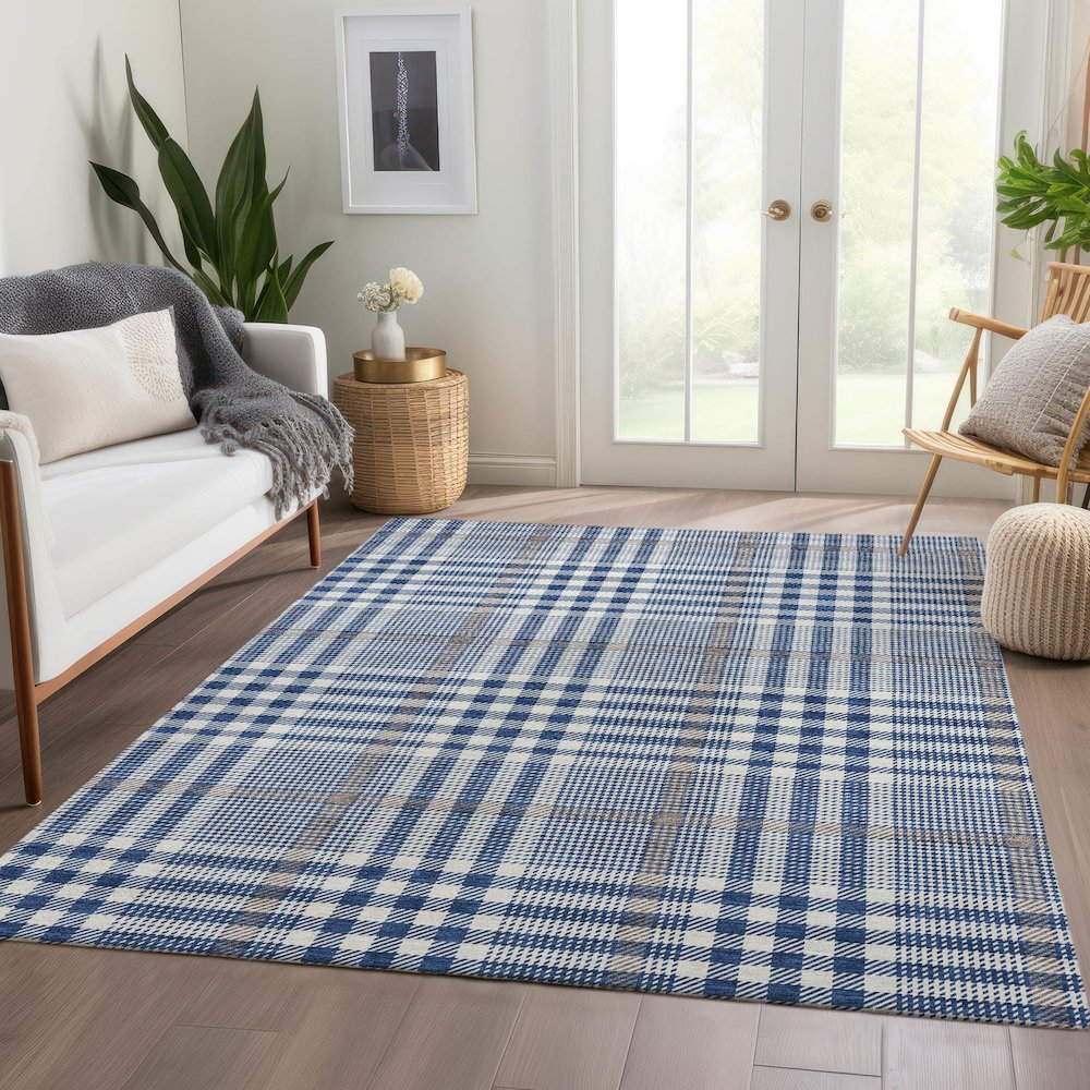 Premium Machine Washable Mayfield AMF1054 Navy 5' x 7'6" Rug. Picture 6