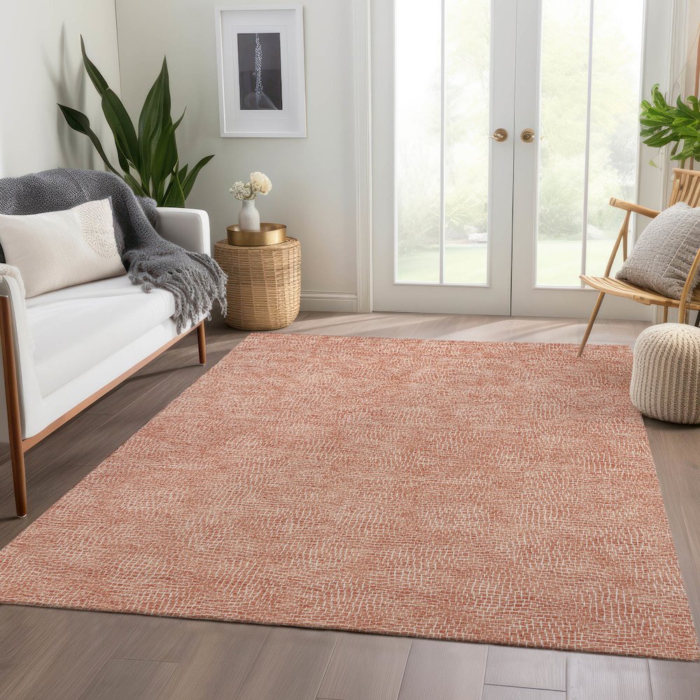 Premium Machine Washable Mayfield AMF1057 Copper 5' x 7'6" Rug. Picture 6