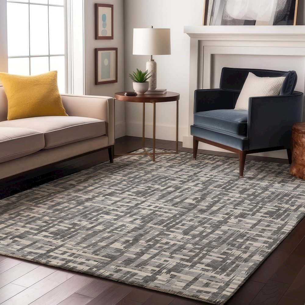 Premium Machine Washable Mayfield AMF1059 Gray 5' x 7'6" Rug. Picture 5