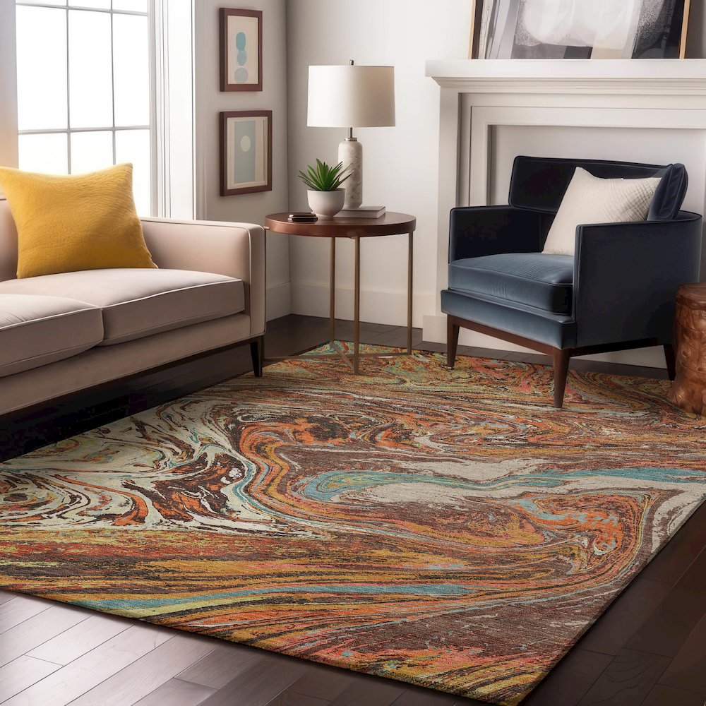 Premium Machine Washable Mayfield AMF1061 Khaki 5' x 7'6" Rug. Picture 5