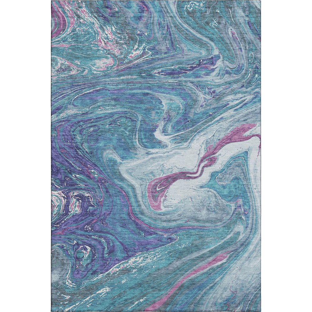 Premium Machine Washable Mayfield AMF1061 Teal 5' x 7'6" Rug. Picture 1