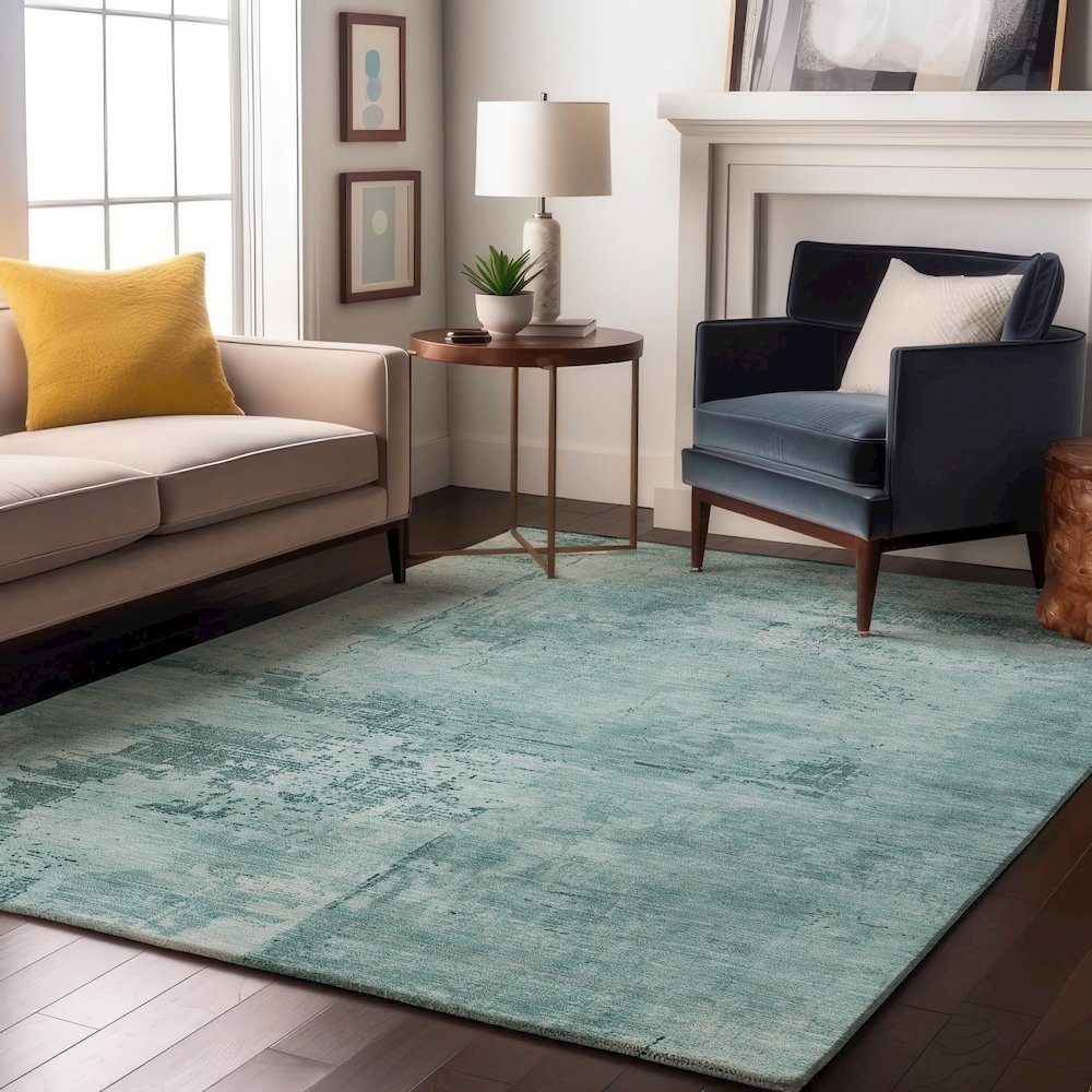 Premium Machine Washable Mayfield AMF1062 Seafoam 5' x 7'6" Rug. Picture 5