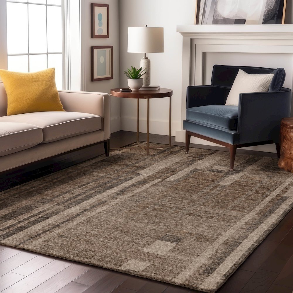 Premium Machine Washable Mayfield AMF1063 Brown 5' x 7'6" Rug. Picture 5