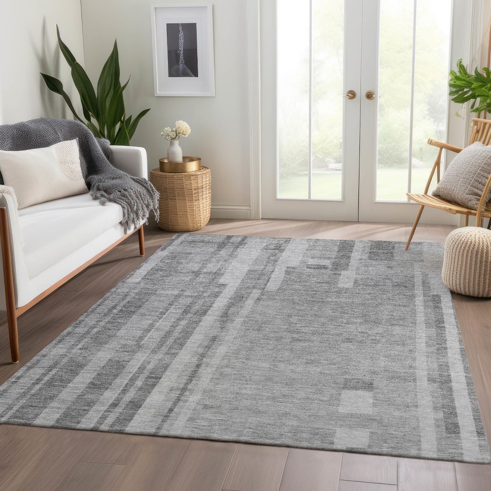 Premium Machine Washable Mayfield AMF1063 Gray 5' x 7'6" Rug. Picture 6