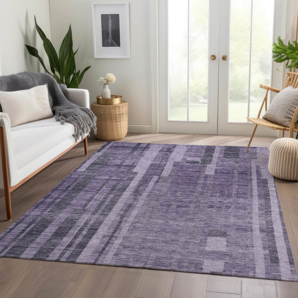 Premium Machine Washable Mayfield AMF1063 Purple 5' x 7'6" Rug. Picture 6