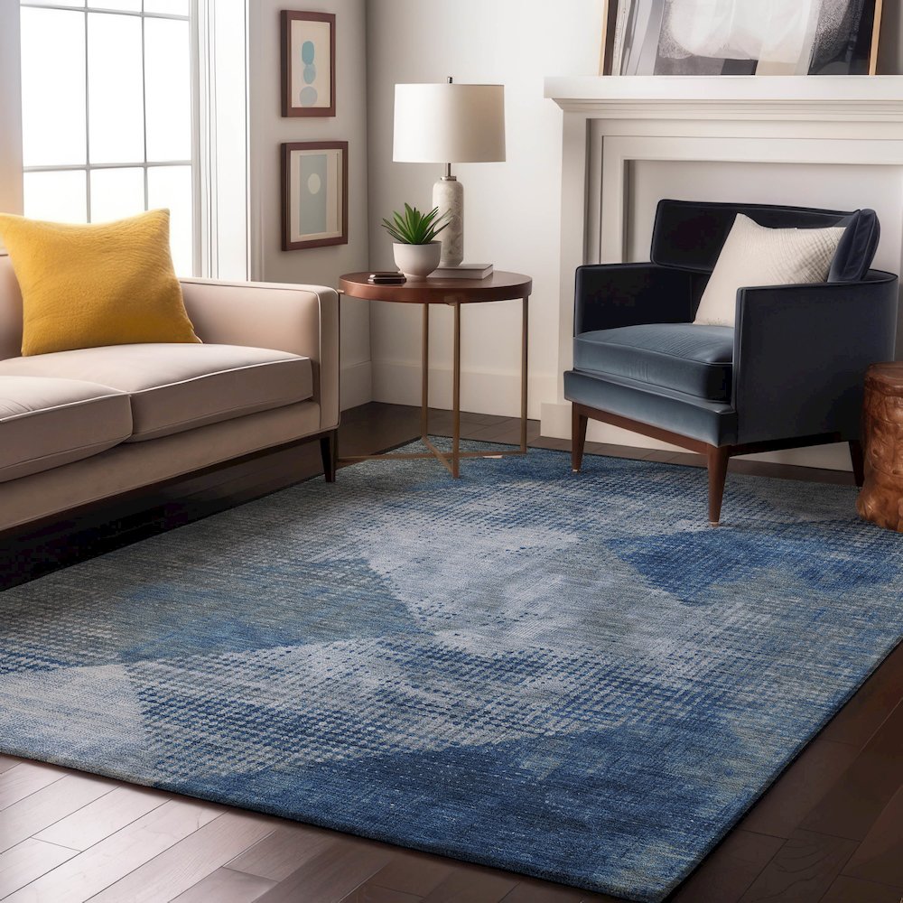 Premium Machine Washable Mayfield AMF1065 Blue 5' x 7'6" Rug. Picture 5