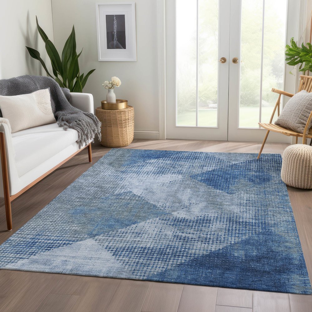 Premium Machine Washable Mayfield AMF1065 Blue 5' x 7'6" Rug. Picture 6