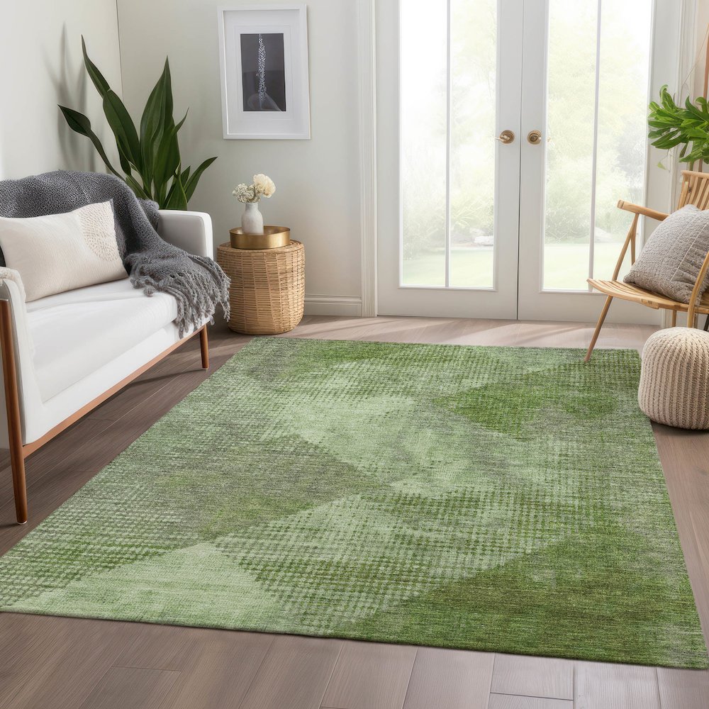 Premium Machine Washable Mayfield AMF1065 Green 5' x 7'6" Rug. Picture 6