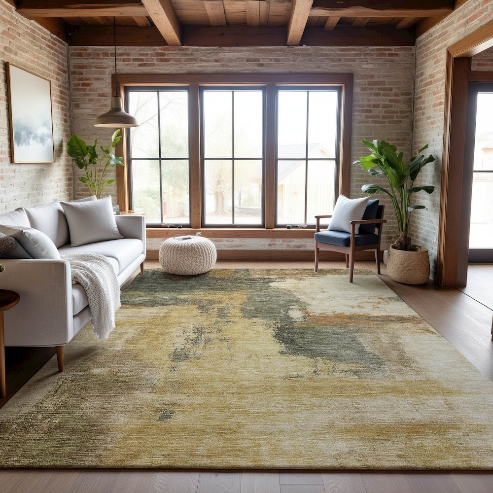 Premium Machine Washable Mayfield AMF1068 Sage 5' x 7'6" Rug. Picture 5