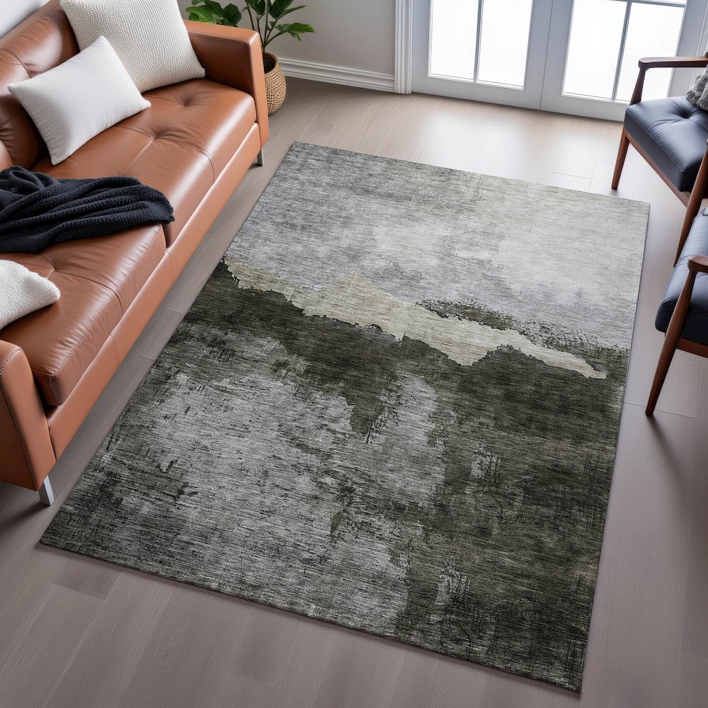 Premium Machine Washable Mayfield AMF1069 Taupe 5' x 7'6" Rug. Picture 6