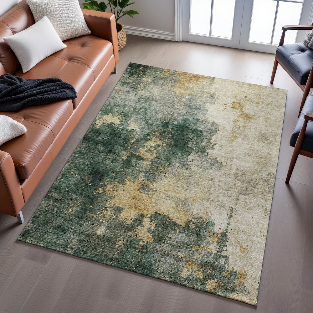Premium Machine Washable Mayfield AMF1072 Fern 5' x 7'6" Rug. Picture 6
