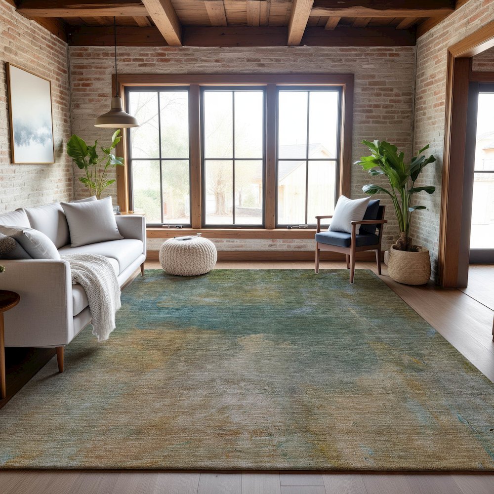 Premium Machine Washable Mayfield AMF1073 Aloe 5' x 7'6" Rug. Picture 5