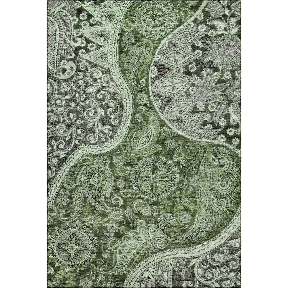 Premium Machine Washable Mayfield AMF1078 Olive 5' x 7'6" Rug. Picture 1